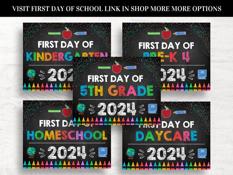 Printable First Day of 3rd Grade 2024 Sign, Chalkboard Back to School