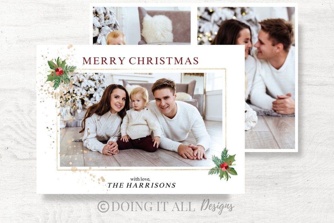 Christmas Card Template Christmas Card Photo Editable Etsy