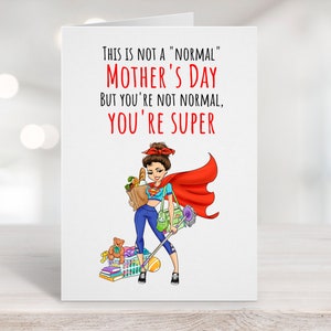 Cartão engraçado para impressão do dia das mães, cartão de feliz dia das mães, cartão da super mãe, cartão da mãe para impressão, cartão do dia das mães em quarentena, dia das mães faça você mesmo