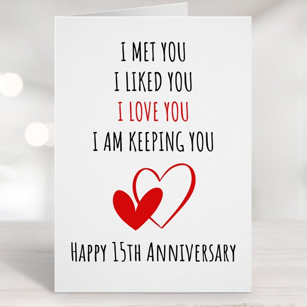 Printable Anniversary Card, 15th Anniversary Card, Fifteenth Year Anniversary Card, 15 years together,  15 Year Anniversary, 15th Wedding
