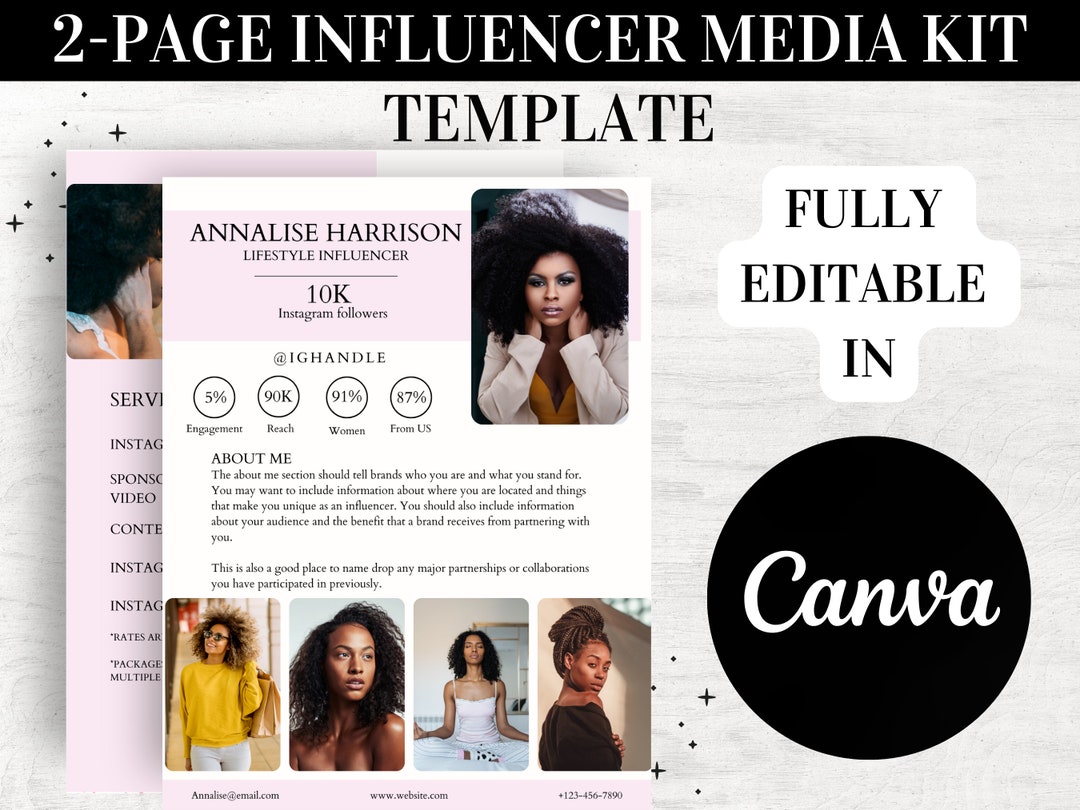 2 Page Influencer Media Kit Media Kit Template Blogger - Etsy