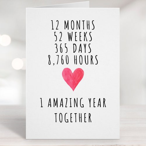 First Anniversary Card 1 Year Printable - Etsy