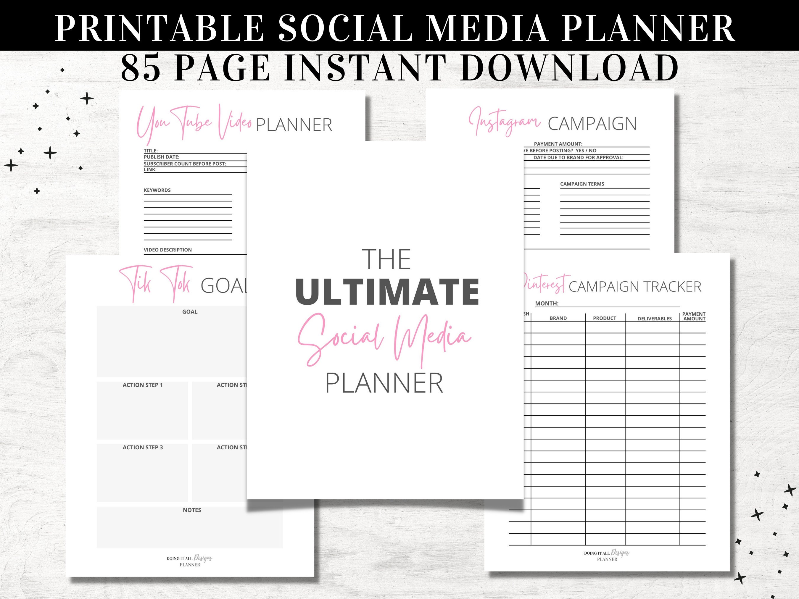 Printable Social Media Planner Content Planner Youtube Etsy