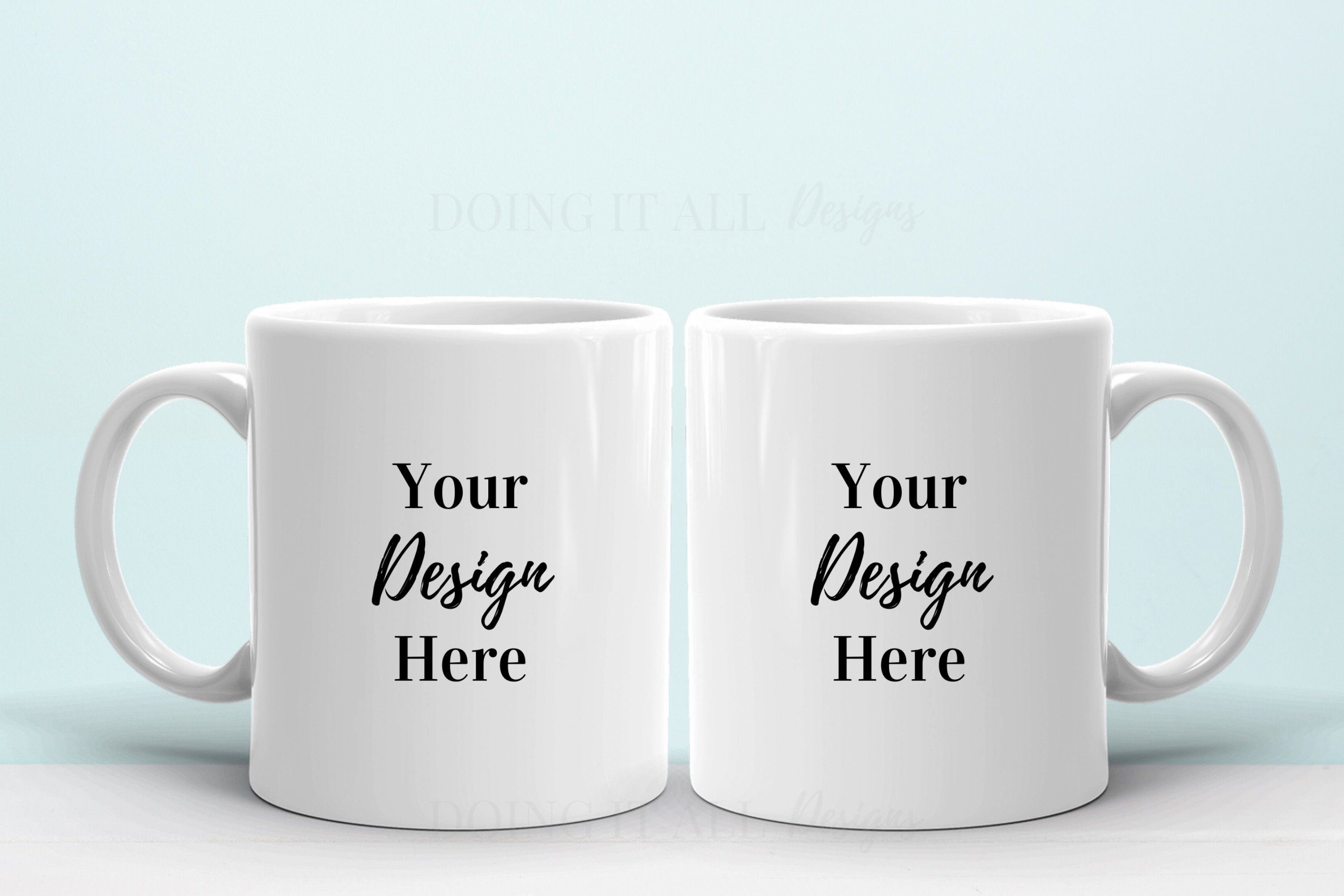 Two White Mug Mockup Two Ceramic Mug Mockup Double Blank Mug Etsy