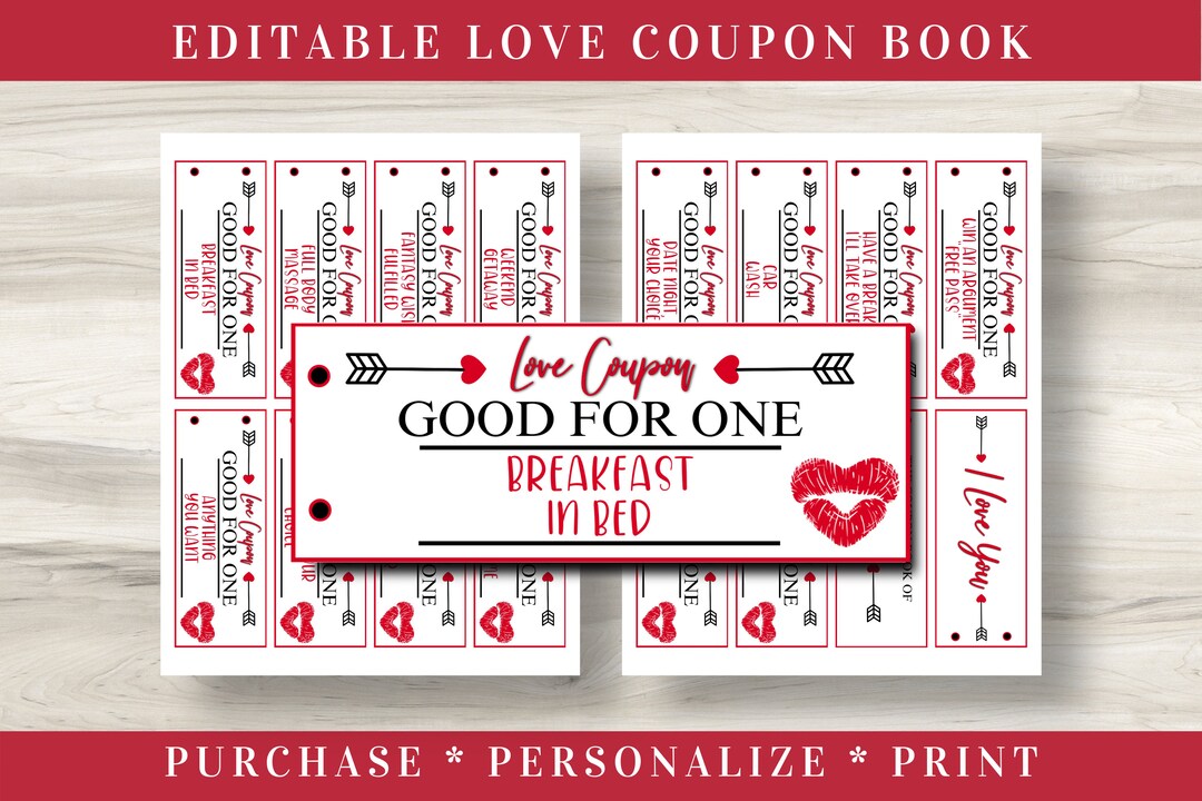 Printable Love Coupon Book Editable Coupons Valentine's - Etsy