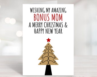 Stepmom Christmas Card, Happy New Year Card, Printable Holiday Card for Bonus Mom, Cute Christmas Card, Stepmother Christmas Card Greeting