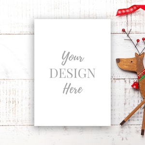 5x7 Christmas Card Mockup, Holiday Invitation Mockup, Stationery Mockup, White Card Mockup, Blank Card Mockup, Greeting Card Mockup, Menu