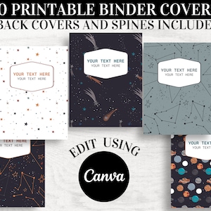 Space Binder Cover Printable, Editable Binder Cover Template for boy, Canva Back to School, Colorful Folder Cover and Spines, Teacher Binder