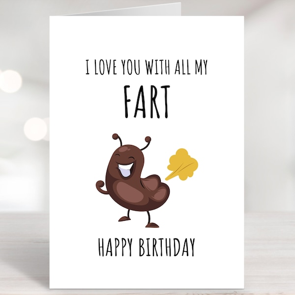 Printable Birthday Card, Downloadable Card, Fart Card, BDay Card for Him, Poop Card, Rude Cards, Funny Card Husband, Boyfriend, Wife