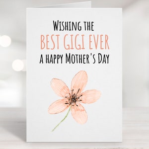 Tarjeta imprimible del Día de las Madres para Gigi, Tarjeta de la Abuela, Regalo de Gigi, Tarjeta para la Abuela, Mejor Tarjeta de la Abuela, Día de las Madres de la Abuela, Nueva Abuela
