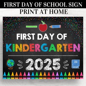 Erster Tag im Kindergarten Schild 2025: Kreidetafel Fotorequisite (Digitaler Download)