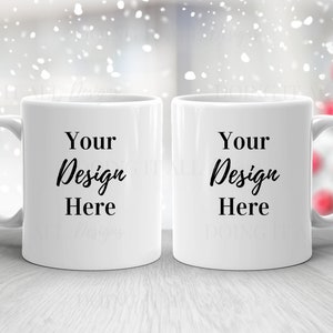Two coffee Mug Mockup, Double Christmas Mug Mockup, White Mug Mockup, 11 oz Mug Mockup, 2 Mug Stock Photo, Blank Mug Mockup, Mug Stock Photo