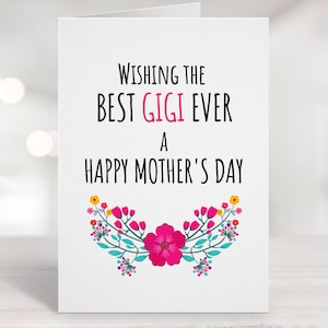 Tarjeta imprimible del Día de la Madre, Tarjeta de la Abuela, Tarjeta del Día de la Madre Gigi, Tarjeta para la Abuela, Mejor Tarjeta de la Abuela, Día de las Madres de la Abuela, Nueva Abuela