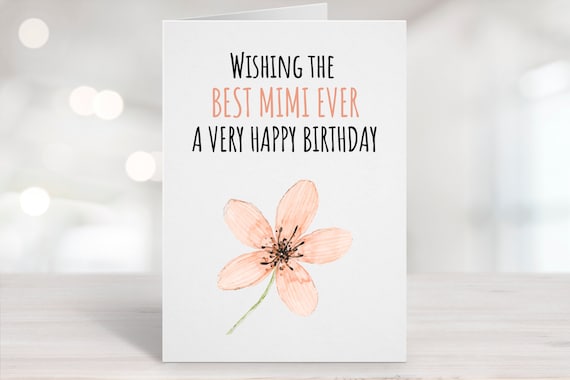 Printable Birthday Card Mimi birthday card Mimi Bday Card | Etsy