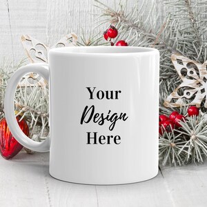 Mug Mockup, Christmas Mug Mockup, Coffee Mug Mockup, Blank Mug Mockup, Holiday Mug Mockup, 11 oz Mug Mockup, Mug Stock Photo