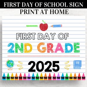 First Day of 2nd Grade Sign 2025: Chalkboard Photo Prop (Digital Download)