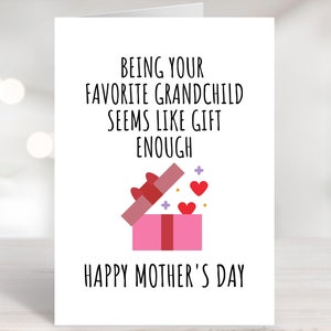 Tarjeta imprimible del Día de las Madres para la abuela, regalo de la abuela, tarjeta DIY del Día de la Madre Feliz de la nieta, tarjeta del nieto, abuela