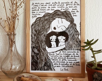 Illustration Le Pont - pregnant woman, pregnancy, maternity, mom