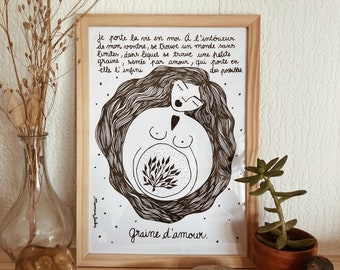 Illustration Seed of love - pregnant woman, pregnancy, maternity
