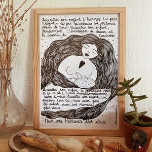 Ilustração Para uma humanidade mais gentil - mulher grávida, gravidez, maternidade, mãe