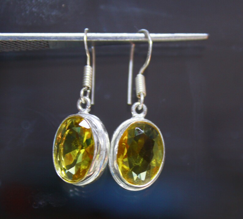 For Gift Sale 26.35 Ct Certified 925 Sterling Silver Earrings Oval Shape Gemstone Earrings Silver Earring NM809 Citrine Jewelry