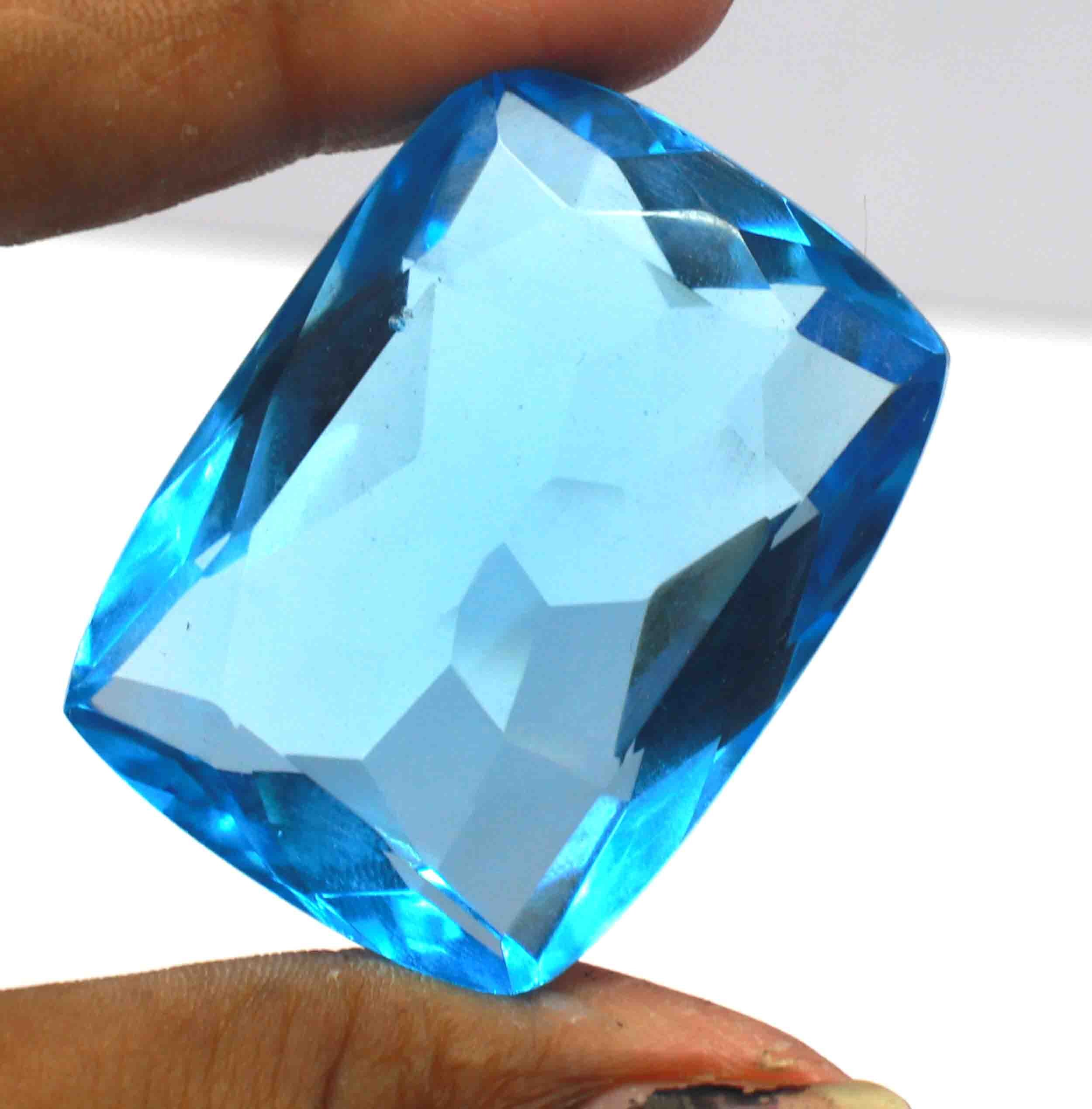 148Ct Certified Lab created Transparent Blue Topaz Gemstone Etsy