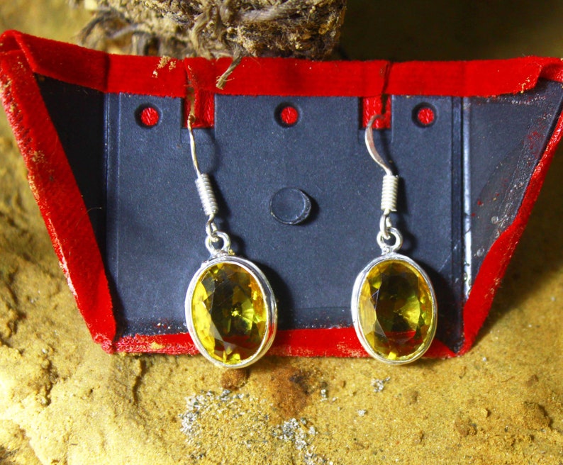 For Gift Sale 26.35 Ct Certified 925 Sterling Silver Earrings Oval Shape Gemstone Earrings Silver Earring NM809 Citrine Jewelry