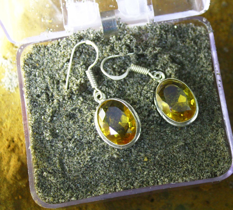 For Gift Sale 26.35 Ct Certified 925 Sterling Silver Earrings Oval Shape Gemstone Earrings Silver Earring NM809 Citrine Jewelry