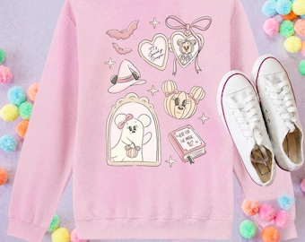 Halloween Ghost Mouse and Ears Sweatshirt, Ears, Florida, Orlando, Jumper, Halloween Outfits, - Adults & Kids Sizes - Cotton Sweatshirt