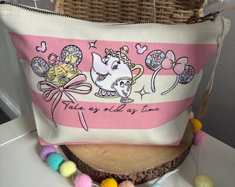 Belle and Beast Make Up Bags, Printed Inspired Make Up Bags, Ears Bags, Florida, Orlando, Paris, Nautical Theme Make Up Bag