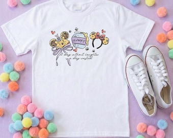 Hunny Bear Pooh Inspired Printed White T-Shirt, English Yellow Bear, Acre Wood - Adults & Kids Sizes - Cotton T-Shirt