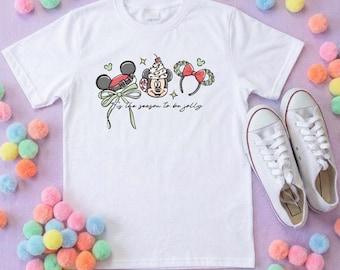 Christmas Mouse and Ears T-Shirt, Ears, Florida, Orlando, Christmas T-Shirts, Christmas Outfits - Adults & Kids Sizes - Cotton T-Shirt