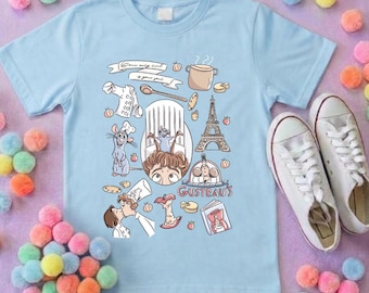 Chez Remi Full Art Rat Inspired Printed T-Shirt, French Mouse Chef, Ratatouille - Adults & Kids Sizes - Cotton T-Shirt