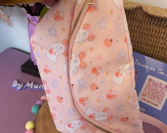 Cute and Spooky Pastel Ghost Mouse Bag, Crossbody Bags, Printed Inspired Cross Body Bags, Theme Park Bags, Florida, Orlando, Paris