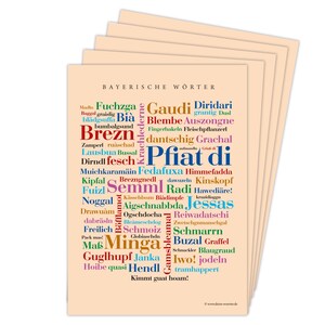 Deine Wörter Postkartenset - 5 Postkarten mit Bayerischen Wörtern, einzigartiges Souvenir aus Bayern und kreative Geschenkidee - DIN A6