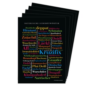 Deine Wörter Postkartenset - 5 Postkarten mit Bayerischen Schimpfwörtern, einzigartiges Souvenir aus Bayern und kreative Geschenkidee - DIN