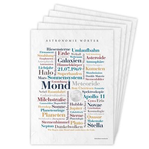 Deine Wörter Postkartenset - 5 Postkarten mit Astronomie Wörtern, einzigartiges Souvenir und kreative Geschenkidee - DIN A6