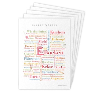 Deine Wörter Postkartenset - 5 Postkarten mit Backen Wörtern, einzigartiges Souvenir und kreative Geschenkidee - DIN A6