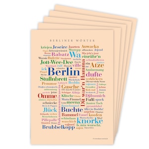 Deine Wörter Postkartenset - 5 Postkarten mit Berliner Dialekt, einzigartiges Souvenir aus Berlin und kreative Geschenkidee - DIN A6