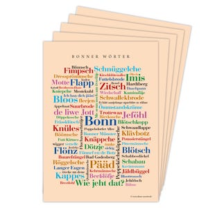 Deine Wörter Postkartenset - 5 Postkarten mit Bonner Dialekt, einzigartiges Souvenir und kreative Geschenkidee - DIN A6