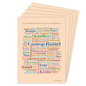 Deine Wörter Postkartenset - 5 Postkarten mit Castrop-Rauxeler Dialekt, einzigartiges Souvenir und kreative Geschenkidee - DIN A6