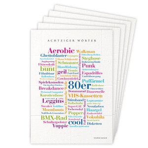 Deine Wörter Postkartenset - 5 Postkarten mit 80er Wörtern, einzigartiges Souvenir und kreative Geschenkidee - DIN A6