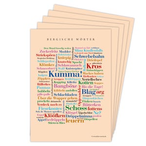 Deine Wörter Postkartenset - 5 Postkarten mit Bergischen Wörtern, einzigartiges Souvenir aus dem Bergischen Land und kreative Geschenkidee -