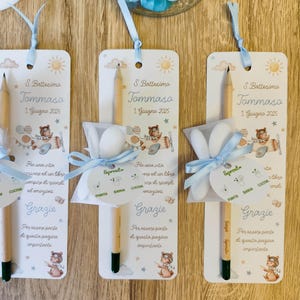 Segnaposto segnalibro con matita piantabile Sprout e confetti a Orsetto aviatore, bomboniera invitati personalizzata
