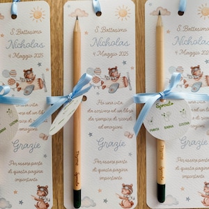 Segnaposto segnalibro Orsetto Aviatore con matita piantabile Sprout regalo invitati battesimo