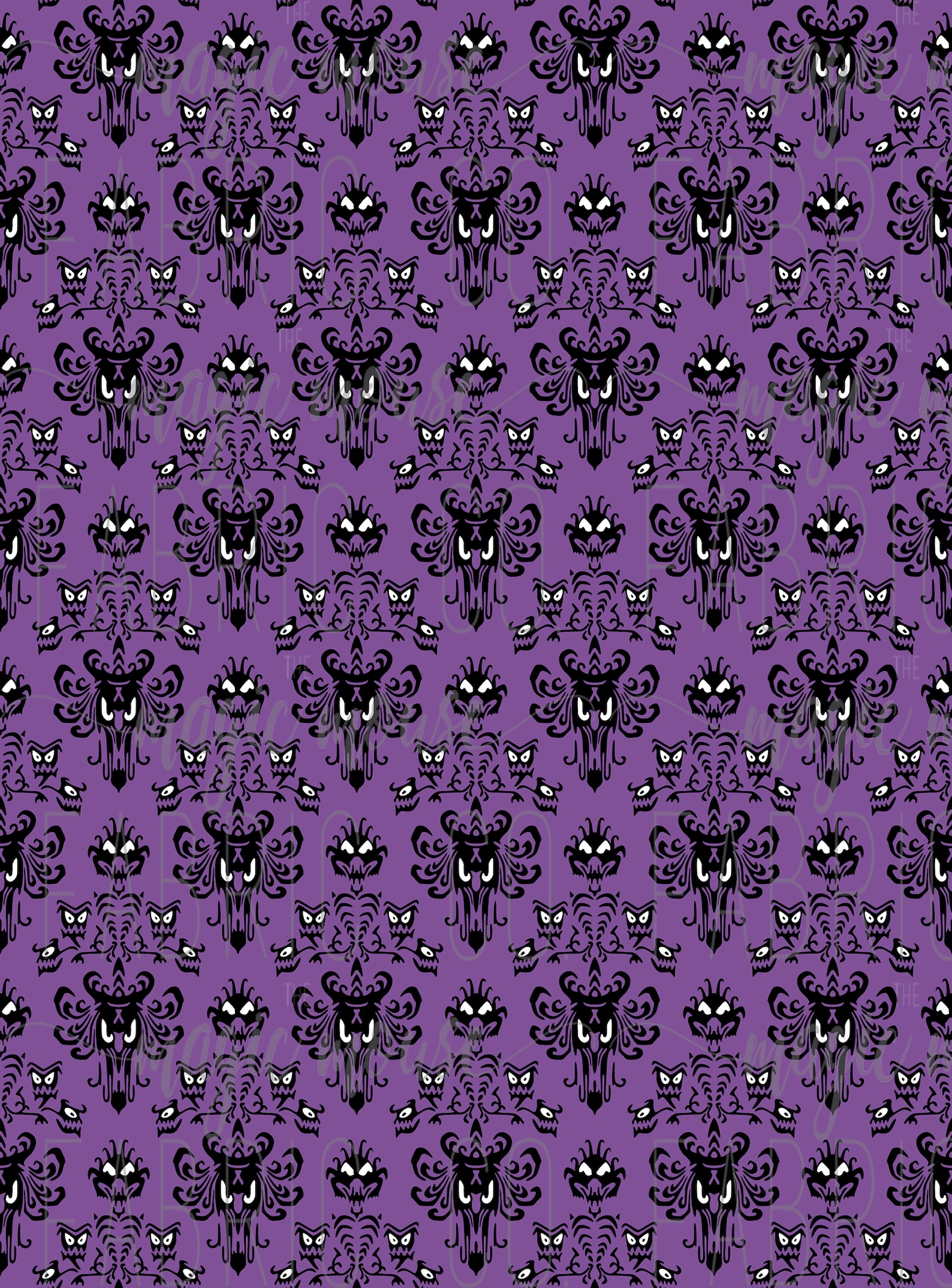 Purple Haunted Mansion Wallpaper Inspired Halloween Fabric by | Etsy