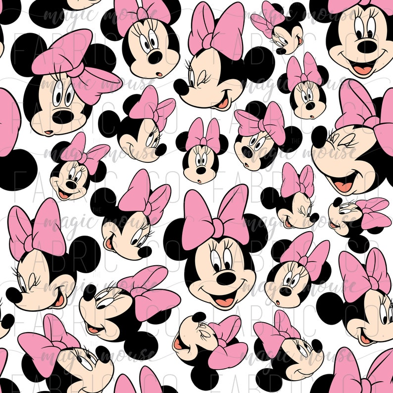Minnie Mouse Fabric By The Yard Cotton Lycra Spandex Knit Etsy