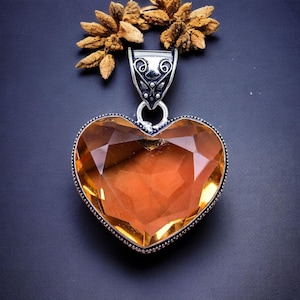 Citrine Heart Pendant: Sterling Silver November Birthstone - Healing Crystal