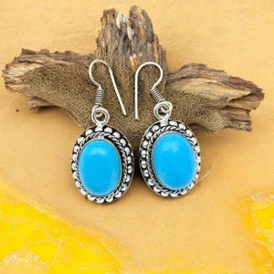 Sleeping Beauty Turquoise Earrings in Sterling Silver | Rare Sky-Blue Gemstone Earrings | Handmade Boho Dangles