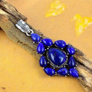 Lapis Lazuli Pendant Necklace: 925 Sterling Silver, Handmade Gemstone